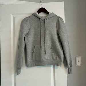 Evereve Allison Joy Hooded Gray Sweatshirt with Puff Shoulder Detail